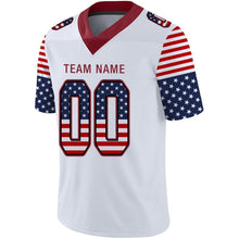 Load image into Gallery viewer, Custom White Cardinal-Black USA Flag Fashion Football Jersey