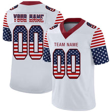 Load image into Gallery viewer, Custom White Cardinal-Black USA Flag Fashion Football Jersey
