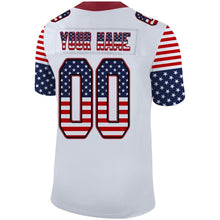 Load image into Gallery viewer, Custom White Cardinal-Black USA Flag Fashion Football Jersey