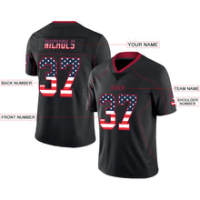 Load image into Gallery viewer, Custom Lights Out Black Red-Navy USA Flag Fashion Football Jersey