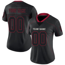 Load image into Gallery viewer, Custom Lights Out Black Red-White Football Jersey