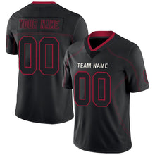 Load image into Gallery viewer, Custom Lights Out Black Red-White Football Jersey