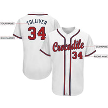 Load image into Gallery viewer, Custom White Red-Navy Baseball Jersey