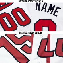 Load image into Gallery viewer, Custom White Red-Navy Baseball Jersey