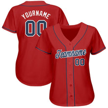 Load image into Gallery viewer, Custom Red Navy-White Baseball Jersey