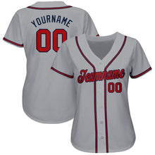 Load image into Gallery viewer, Custom Gray Red-Navy Baseball Jersey
