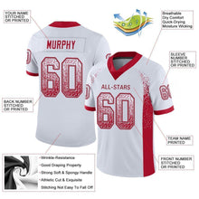 Load image into Gallery viewer, Custom White Red-Gray Mesh Drift Fashion Football Jersey