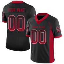 Load image into Gallery viewer, Custom Black Red-Gray Mesh Drift Fashion Football Jersey