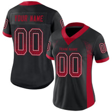 Load image into Gallery viewer, Custom Black Red-Gray Mesh Drift Fashion Football Jersey
