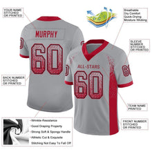 Load image into Gallery viewer, Custom Light Gray Red-Black Mesh Drift Fashion Football Jersey