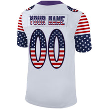 Load image into Gallery viewer, Custom White Purple-Black USA Flag Fashion Football Jersey