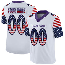 Load image into Gallery viewer, Custom White Purple-Black USA Flag Fashion Football Jersey