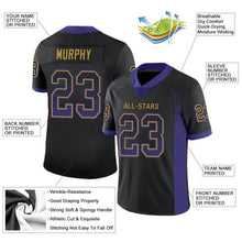 Load image into Gallery viewer, Custom Black Purple-Old Gold Mesh Drift Fashion Football Jersey