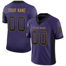 Load image into Gallery viewer, Custom Purple Black-Old Gold Mesh Drift Fashion Football Jersey