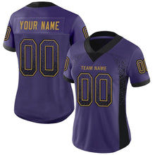 Load image into Gallery viewer, Custom Purple Black-Old Gold Mesh Drift Fashion Football Jersey