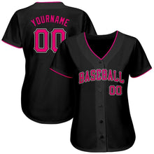 Load image into Gallery viewer, Custom Black Pink-White Authentic Baseball Jersey