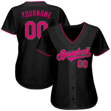 Load image into Gallery viewer, Custom Black Pink-White Authentic Baseball Jersey