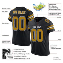 Load image into Gallery viewer, Custom Black Old Gold-White Mesh Authentic Football Jersey