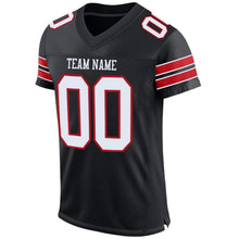 Load image into Gallery viewer, Custom Black White-Red Mesh Authentic Football Jersey