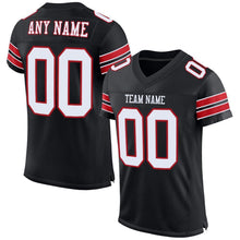 Load image into Gallery viewer, Custom Black White-Red Mesh Authentic Football Jersey