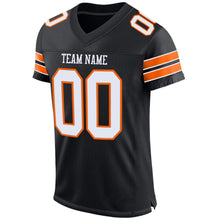 Load image into Gallery viewer, Custom Black White-Orange Mesh Authentic Football Jersey