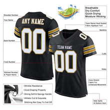 Load image into Gallery viewer, Custom Black White-Old Gold Mesh Authentic Football Jersey