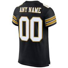 Load image into Gallery viewer, Custom Black White-Old Gold Mesh Authentic Football Jersey
