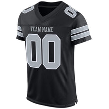 Load image into Gallery viewer, Custom Black Silver-White Mesh Authentic Football Jersey