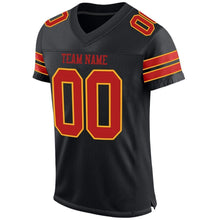 Load image into Gallery viewer, Custom Black Scarlet-Gold Mesh Authentic Football Jersey