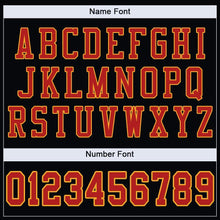 Load image into Gallery viewer, Custom Black Scarlet-Gold Mesh Authentic Football Jersey