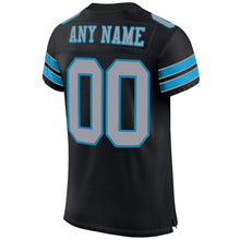 Load image into Gallery viewer, Custom Black Light Gray-Panther Blue Mesh Authentic Football Jersey
