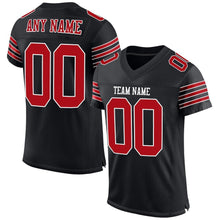 Load image into Gallery viewer, Custom Black Red-White Mesh Authentic Football Jersey