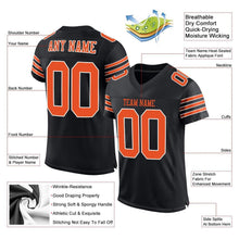 Load image into Gallery viewer, Custom Black Orange-White Mesh Authentic Football Jersey