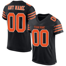 Load image into Gallery viewer, Custom Black Orange-White Mesh Authentic Football Jersey