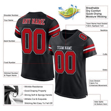 Load image into Gallery viewer, Custom Black Red-White Mesh Authentic Football Jersey