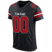 Load image into Gallery viewer, Custom Black Red-White Mesh Authentic Football Jersey