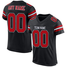 Load image into Gallery viewer, Custom Black Red-White Mesh Authentic Football Jersey