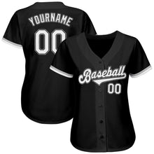 Load image into Gallery viewer, Custom Black White-Gray Authentic Baseball Jersey
