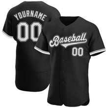 Load image into Gallery viewer, Custom Black White-Gray Authentic Baseball Jersey