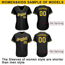 Load image into Gallery viewer, Custom Black Gold-White Authentic Baseball Jersey