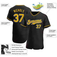 Load image into Gallery viewer, Custom Black Gold-White Authentic Baseball Jersey