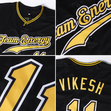 Load image into Gallery viewer, Custom Black Gold-White Authentic Baseball Jersey