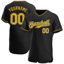Load image into Gallery viewer, Custom Black Gold-White Authentic Baseball Jersey