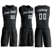 Load image into Gallery viewer, Custom Black White Round Neck Suit Basketball Jersey