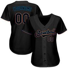Load image into Gallery viewer, Custom Black Black-Light Blue Authentic Baseball Jersey