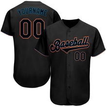 Load image into Gallery viewer, Custom Black Black-Light Blue Authentic Baseball Jersey
