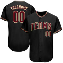 Load image into Gallery viewer, Custom Black Crimson-Khaki Authentic Baseball Jersey