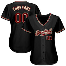 Load image into Gallery viewer, Custom Black Crimson-Khaki Authentic Baseball Jersey