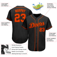 Load image into Gallery viewer, Custom Black Orange Authentic Baseball Jersey