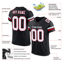 Load image into Gallery viewer, Custom Black White-Red Mesh Authentic Football Jersey